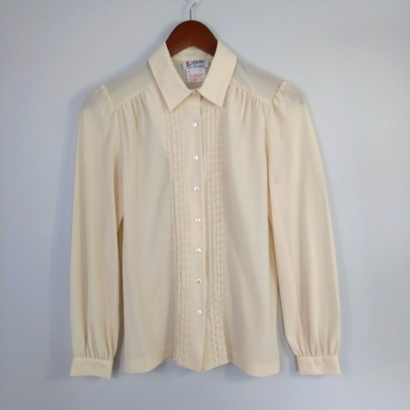 D'Allairds Tops - Vintage D'Allairds semi sheer cream blouse size 10